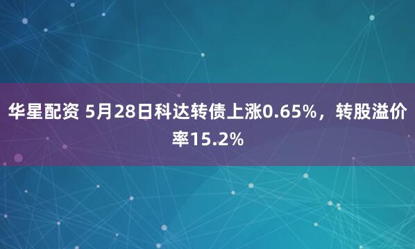 华星配资 5月28日科达转债上涨0.65%，转股溢价率15.2%